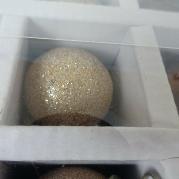 New Glitz + Glimmer 48 Set Small Ornaments Pink Blush Maroon Glitter Distressed - Picture 9 of 12